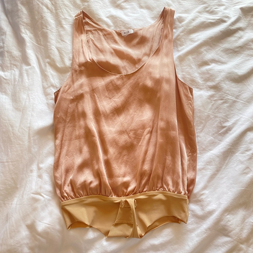 Alix NYC silk thong bodysuit medium